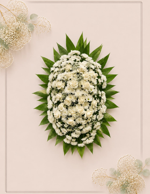 Coroa Nobre Branca — coroa de flores para velório em Londrina